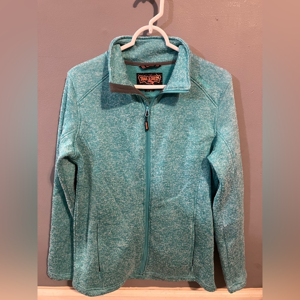 Trailcrest Women's Size LARGE Blue Zip-Up Jacket Outdoorsy Hunting w/ Pockets